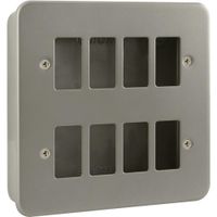Show details for  Metal Clad Front Plate with Back Box, 8 Gang, Grey, GridPro Range