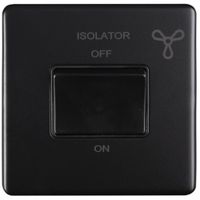 Show details for  6A Fan Isolator Switch, 1 Gang, Matt Black, Black