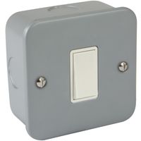 Show details for  Metal Clad 2 Way Switch, 1 Gang, Grey, White Insert