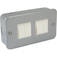 Show details for  Metal Clad 2 Way Switch, 4 Gang, Grey, White Insert