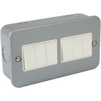 Show details for  Metal Clad 2 Way Switch, 6 Gang, Grey, White Insert