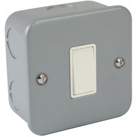 Show details for  Metal Clad Intermediate Switch, 1 Gang, Grey, White Insert