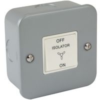 Show details for  Metal Clad 3 Pole Fan Isolator Switch, 1 Gang, Grey, White Insert