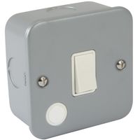 Show details for  Metal Clad 45A Double Pole Switch with Flex Outlet, 1 Gang, Grey, White Insert