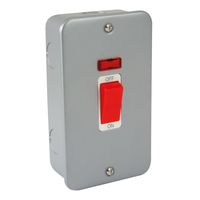 Show details for  Metal Clad 2 Gang 45A DP Switch c/w Neon - Red Rocker