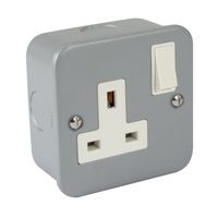 Show details for  Metal Clad 1 Gang 13A DP Switched Socket - White Insert & Rocker