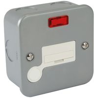 Show details for  Metal Clad 13A Unswitched Fused Spur with Neon and Flex Outlet, 1 Gang, Grey, White Insert