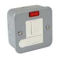 Show details for  Metal Clad 1 Gang 13A Switched Fused Spur c/w Neon & Flex Outlet - White Insert & Rocker