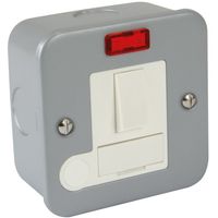 Show details for  Metal Clad 13A Switched Fused Spur with Neon and Flex Outlet, 1 Gang, Grey, White Insert