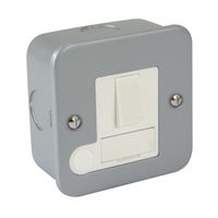 Show details for  Metal Clad 1 Gang 13A Switched Fused Spur & Flex Outlet - White Insert & Rocker