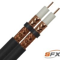 Show details for  RG6 Twin Coaxial Cable, PVC, Black (100m Drum)