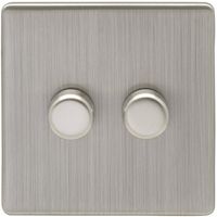 Show details for  400W LED 2 Way Dimmer Switch, 2 Gang, Satin Nickel, White Trim, Concealed 6mm Range
