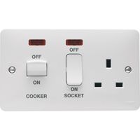Show details for  Sollysta 45A 2 Gang Cooker Control Unit with LED Indicator - White