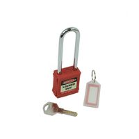 Show details for  Long Shackle Lockout Safety Padlock, Red