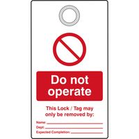 Show details for  Lockout Tag with eyelet - Do not operate (Double Sided) - Pack 10