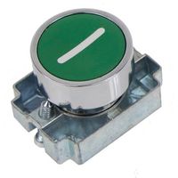 Show details for  22.5mm Metal Flush Push Button Head with Collar, Green, White 'I' Symbol, IP65