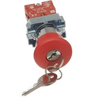 Show details for  Metal 22mm Emergency Stop Button with Collar, Key Release + 1N/C 'Latching', IP65