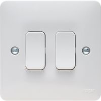 Show details for  10AX 2 Way Wall Switch, 2 Gang, White, Sollysta Range