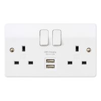 Show details for  Logic Plus 13A 2 Gang DP Switched Socket with USB & Dual Earth Terminals
