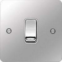 Show details for  10AX 2 Way Wall Switch, 1 Gang, Polished Steel, White Trim, Sollysta Range