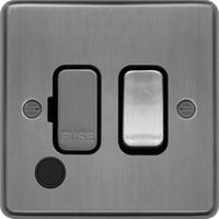 Show details for  13A Fused Connection Unit with Flex Outlet, 1 Gang, Brushed Steel