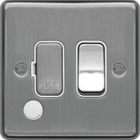 Show details for  13A Fused Connection Unit with Flex Outlet, 1 Gang, Brushed Steel