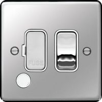 Show details for  13A Switched Fused Connection Unit with Flex Outlet, 1 Gang, Polished Steel, White Trim, Sollysta Range