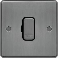 Show details for  13A Unswitched Fused Connection Unit, 1 Gang, Brushed Steel