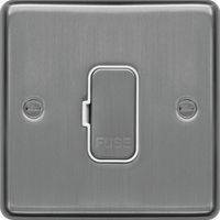 Show details for  13A Unswitched Fused Connection Unit, 1 Gang, Brushed Steel