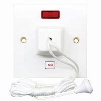 Show details for  45A Double Pole Ceiling Pull Switch with Neon, White, Modern Range