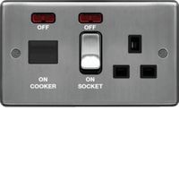 Show details for  45A Cooker Control Unit, 2 Gang, Brushed Steel, Black Trim, Sollysta Range