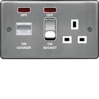 Show details for 45A Cooker Control Unit, 2 Gang, Brushed Steel, White Trim, Sollysta Range