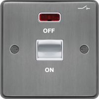 Show details for  50A Double Pole Switch with LED Indicator, 1 Gang, Brushed Steel, White Trim, Sollysta Range
