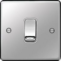 Show details for  20A Double Pole Switch, 1 Gang, Polished Steel, White Trim, Sollysta Range