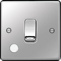Show details for  20A Double Pole Switch with Flex Outlet, 1 Gang, Polished Steel, White Trim, Sollysta Range