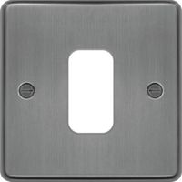 Show details for  Sollysta Series Grid Front Plate, 1 Module, 1 Gang, Brushed Steel