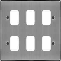 Show details for  Sollysta Grid Front Plate, 6 Module, Brushed Steel