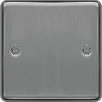 Show details for  Switch Blank Plate, 1 Gang, Brushed Steel