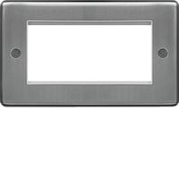 Show details for  Euro Frontplate, 4 Gang, Brushed Steel, White Trim, Sollysta Range
