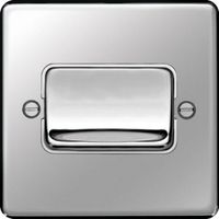Show details for  10AX 2 Way Wide Rocker Switch, 1 Gang, Polished Steel