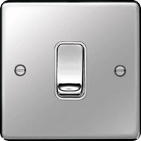 Show details for 10AX 2 Way Wall Switch, 1 Gang, Polished Steel, White Trim, Sollysta Range