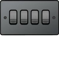 Show details for  10AX 2 Way Switch, 4 Gang, Black Nickel