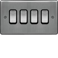 Show details for  10AX 2 Way Switch, 4 Gang, Brushed Steel