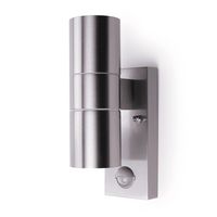 Show details for  Coral Up/Down Wall Light with PIR Sensor, GU10, 100°, 6m, IP44, Stainless Steel