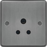Show details for  5A Unswitched Socket, 1 Gang, Brushed Steel