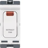 Show details for 20A 1 Way Double Pole Grid Switch 'Extract Fan' with LED Indicator, White, White Trim, Sollysta Range