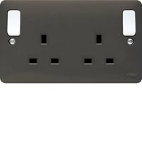Show details for  13A Double Pole Switched Socket with Outboard Rockers, 1 Gang, Grey