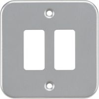 Show details for  Metal Clad Grid Faceplate, 2 Gang, Grey