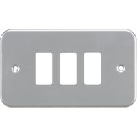 Show details for  Metal Clad Grid Faceplate, 3 Gang, Grey