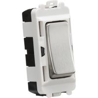 Show details for 20AX Double Pole Grid Switch Module, Brushed Chrome, White Trim, Curved Edge Range